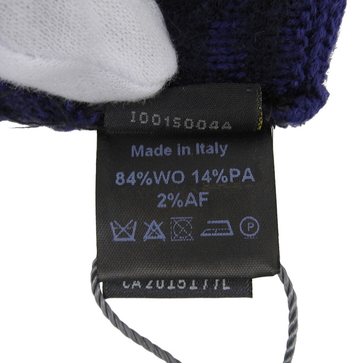 未使用品▲FENDI フェンディ ウール スマホ対応 FFロゴ ズッカ柄 ニット グローブ 手袋 ネイビー TU イタリア製 メンズ