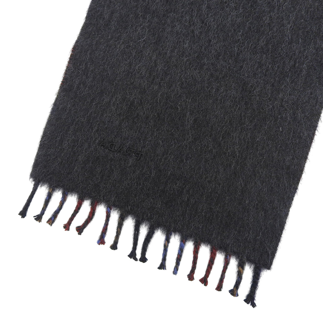 極美品▲PRADA プラダ 2020年製 カシミヤ100% チェック柄 ロゴ刺繍 フリンジ付 マフラー マルチ TU 1600×200mm イタリア製 正規品 メンズ