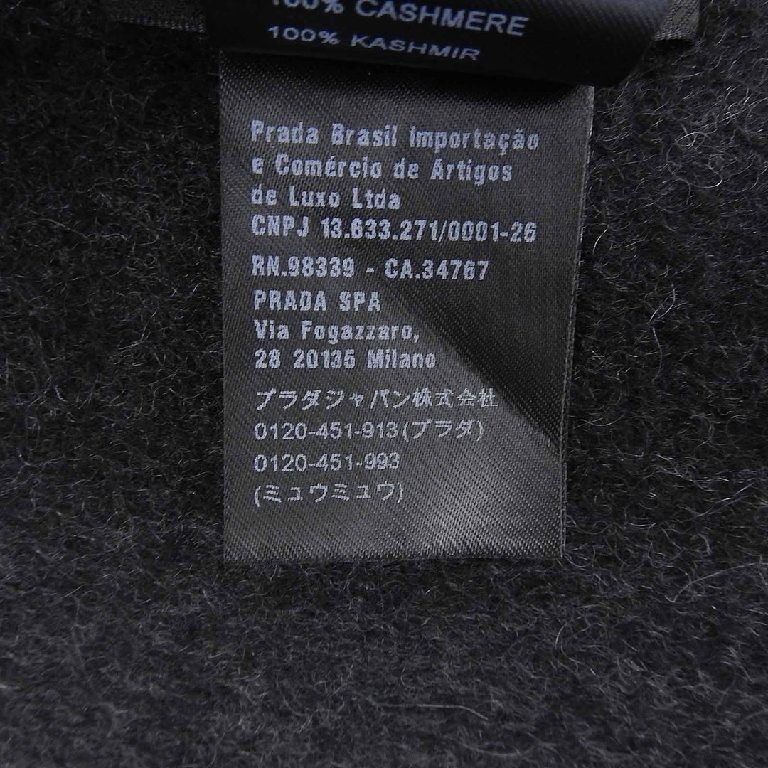 極美品▲PRADA プラダ 2020年製 カシミヤ100% チェック柄 ロゴ刺繍 フリンジ付 マフラー マルチ TU 1600×200mm イタリア製 正規品 メンズ
