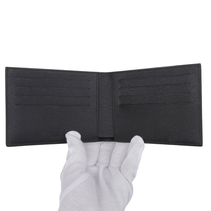 未使用品▲Dunhill ダンヒル SIDECAR サイドカー ロゴ金具 レザー コンパクトウォレット 二つ折り財布 ダークブラウン メンズ 箱付き