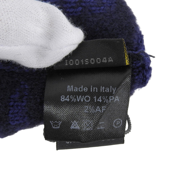 未使用品▲FENDI フェンディ ウール スマホ対応 FFロゴ ズッカ柄 ニット グローブ 手袋 ネイビー TU イタリア製 メンズ