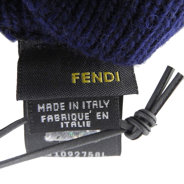 未使用品▲FENDI フェンディ ウール カシミヤ混 FFロゴ ニット グローブ 手袋 ネイビー TU イタリア製 メンズ 防寒具