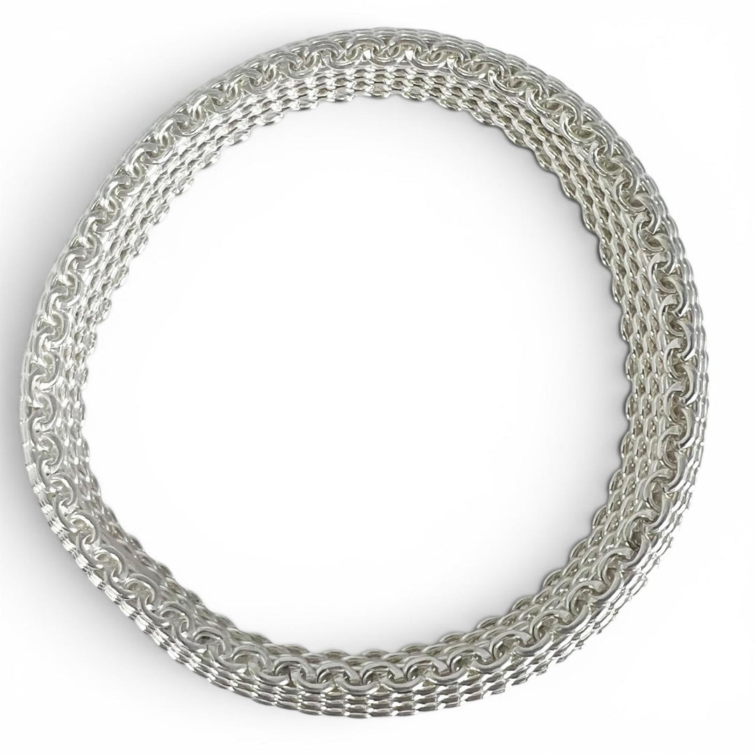 極美品▲TIFFANY&amp;Co. ティファニー サマセット 925 メッシュ アクセサリー ブレスレット バングル シルバー 重量58.6g レディース