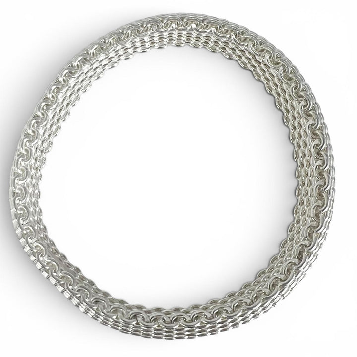 極美品▲TIFFANY&amp;Co. ティファニー サマセット 925 メッシュ アクセサリー ブレスレット バングル シルバー 重量58.6g レディース