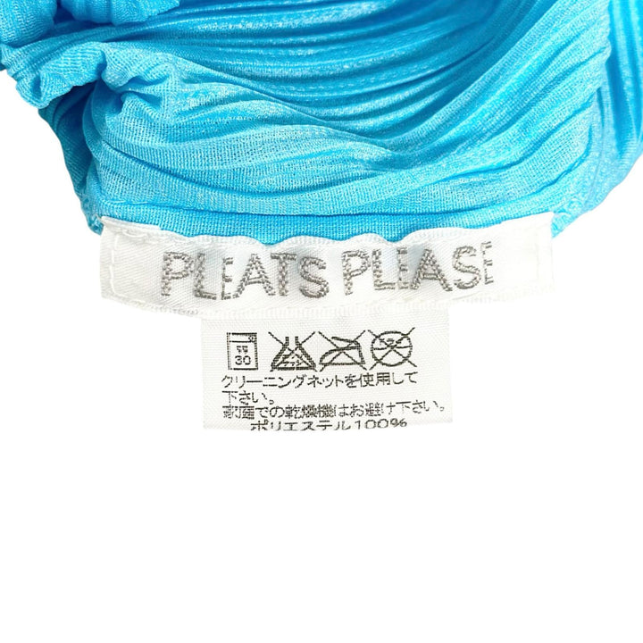 極美品▲PLEATS PLEASE プリーツプリーズ イッセイミヤケ PP21-JJ405 ブラウス 長袖シャツ スカイブルー 3 日本製 正規品 レディース