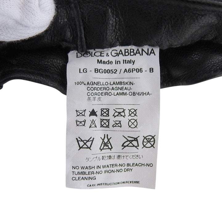 美品▲DOLCE&amp;GABBANA ドルチェ＆ガッバーナ ラムスキン ロゴパッチ付 レザーグローブ 手袋 ブラック 9 イタリア製 正規品 メンズ 防寒具