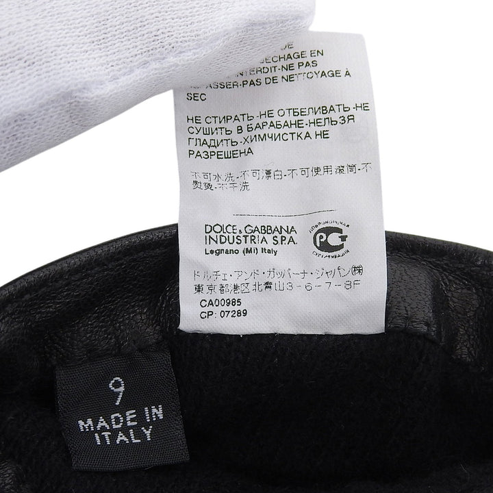美品▲DOLCE&amp;GABBANA ドルチェ＆ガッバーナ ラムスキン ロゴパッチ付 レザーグローブ 手袋 ブラック 9 イタリア製 正規品 メンズ 防寒具