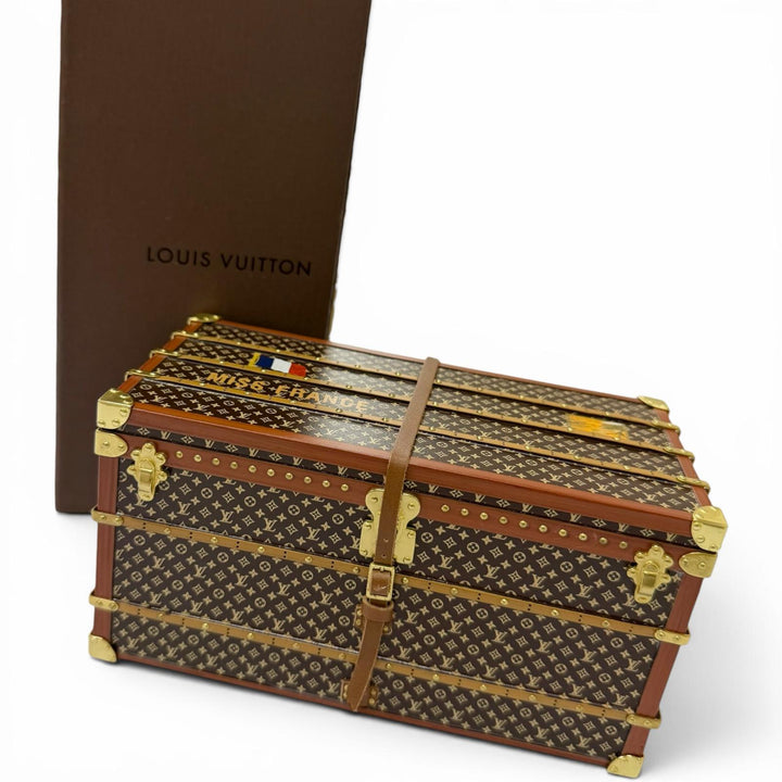 極美品□LOUIS VUITTON ルイヴィトン M99408 ミスフランス モノグラム ノベルティ トランク型 ペーパーウエイト 文鎮 ブラウン 箱付き