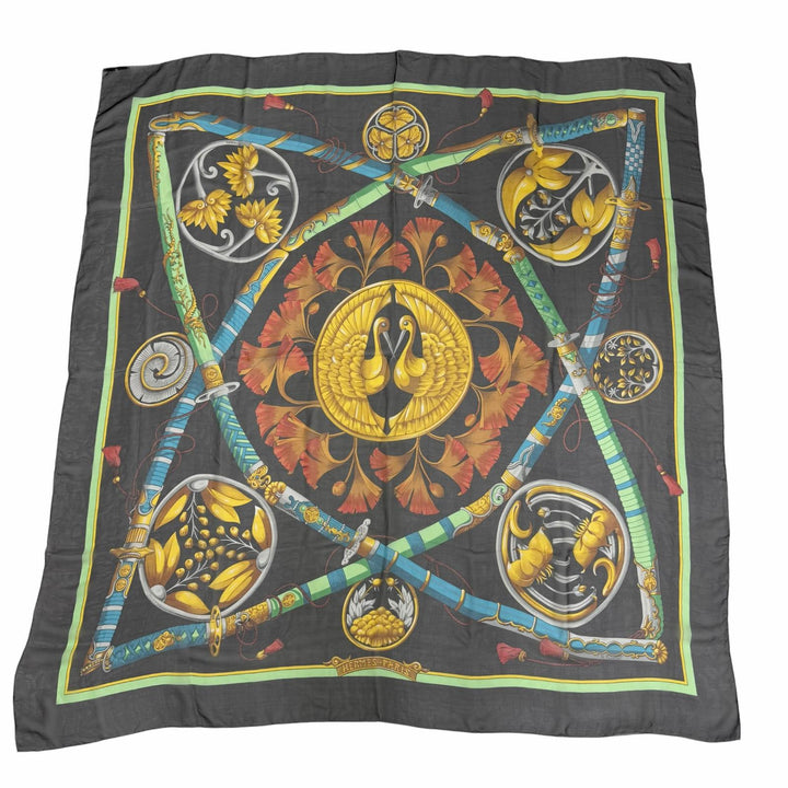 美品☆HERMES エルメス カレジェアン カレ140 DAIMYO PRINCES DU SOLEIL LEVANT 大名 日出る国の皇子 シルク100％ スカーフ フランス製