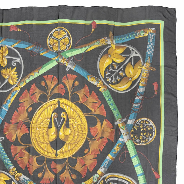 美品☆HERMES エルメス カレジェアン カレ140 DAIMYO PRINCES DU SOLEIL LEVANT 大名 日出る国の皇子 シルク100％ スカーフ フランス製