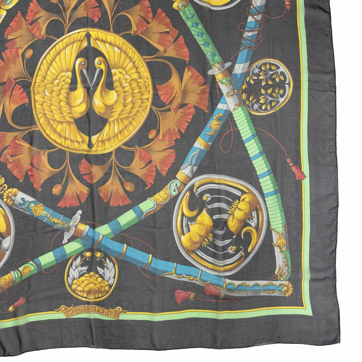 美品☆HERMES エルメス カレジェアン カレ140 DAIMYO PRINCES DU SOLEIL LEVANT 大名 日出る国の皇子 シルク100％ スカーフ フランス製