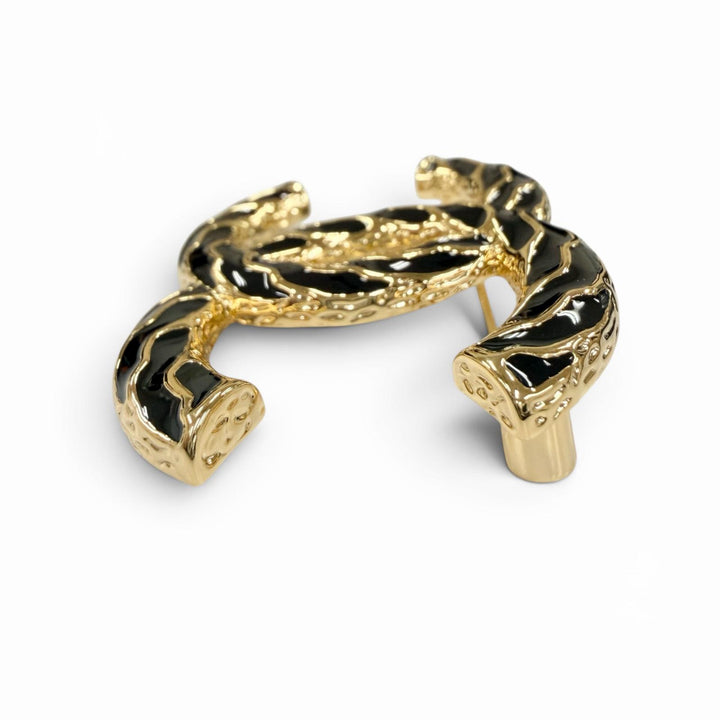 極美品☆CHANEL シャネル B24P ココマーク ブローチ アクセサリー ゴールド ブラック イタリア製 レディース