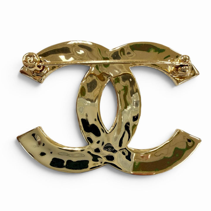 極美品☆CHANEL シャネル B24P ココマーク ブローチ アクセサリー ゴールド ブラック イタリア製 レディース