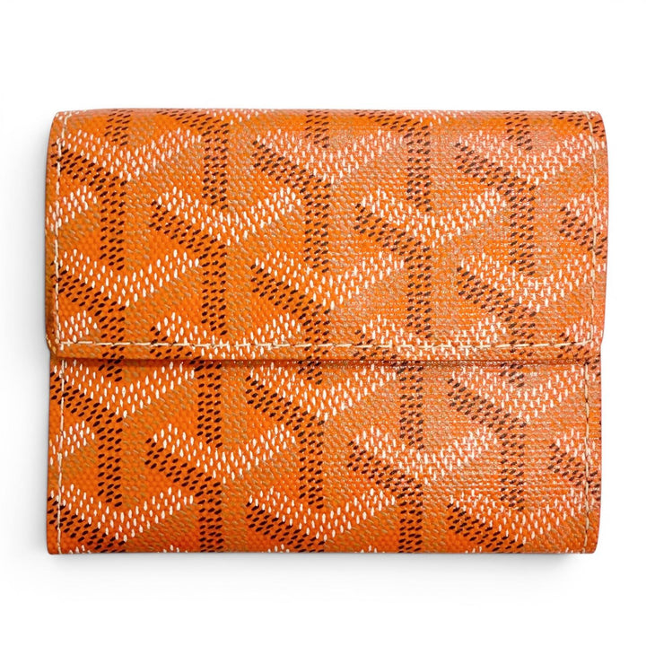 未使用品△GOYARD ゴヤール マリニー ゴヤールディンキャンバス レザー コインケース コンパクトウォレット オレンジ系 フランス製 箱付