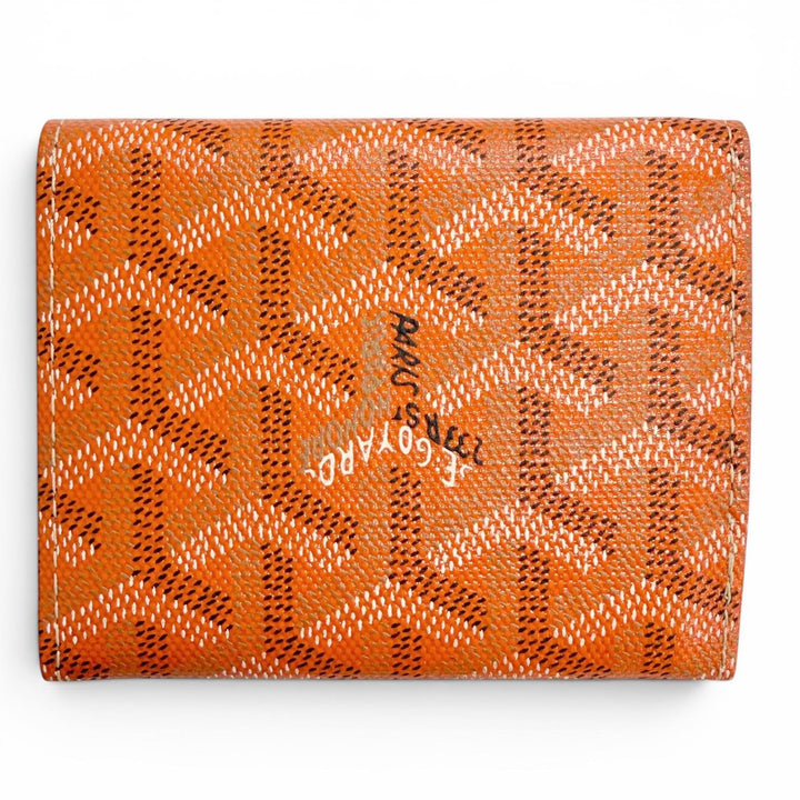 未使用品△GOYARD ゴヤール マリニー ゴヤールディンキャンバス レザー コインケース コンパクトウォレット オレンジ系 フランス製 箱付
