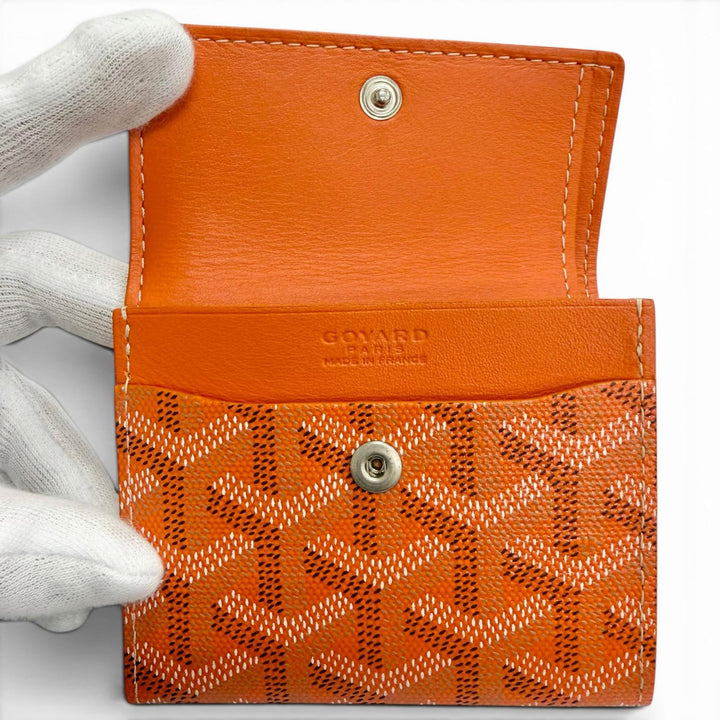 未使用品△GOYARD ゴヤール マリニー ゴヤールディンキャンバス レザー コインケース コンパクトウォレット オレンジ系 フランス製 箱付