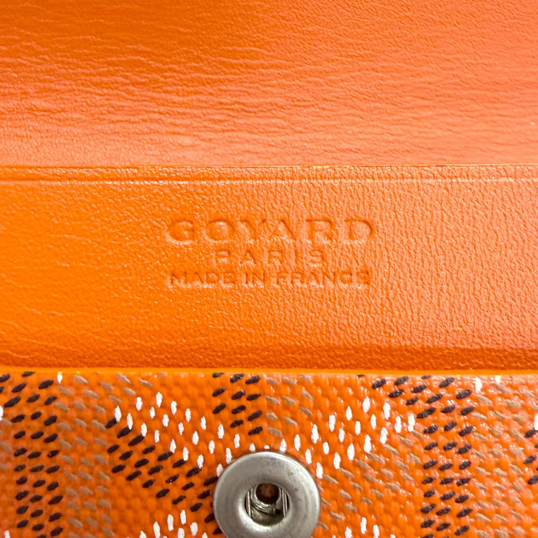 未使用品△GOYARD ゴヤール マリニー ゴヤールディンキャンバス レザー コインケース コンパクトウォレット オレンジ系 フランス製 箱付