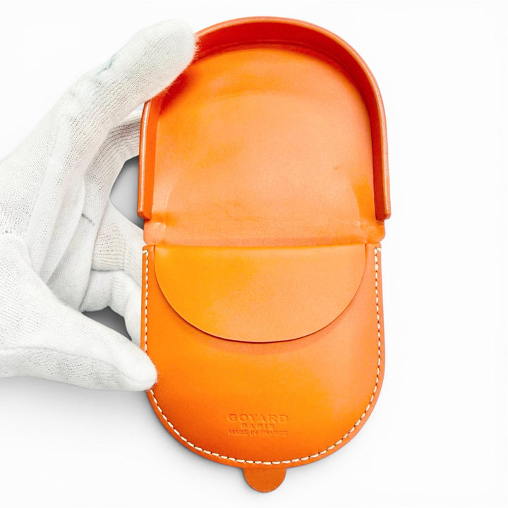 未使用品△GOYARD ゴヤール RASPAIL ラスパイユ ゴヤールディンキャンバス レザー 半円 コインケース 小銭入れ ミニウォレット オレンジ