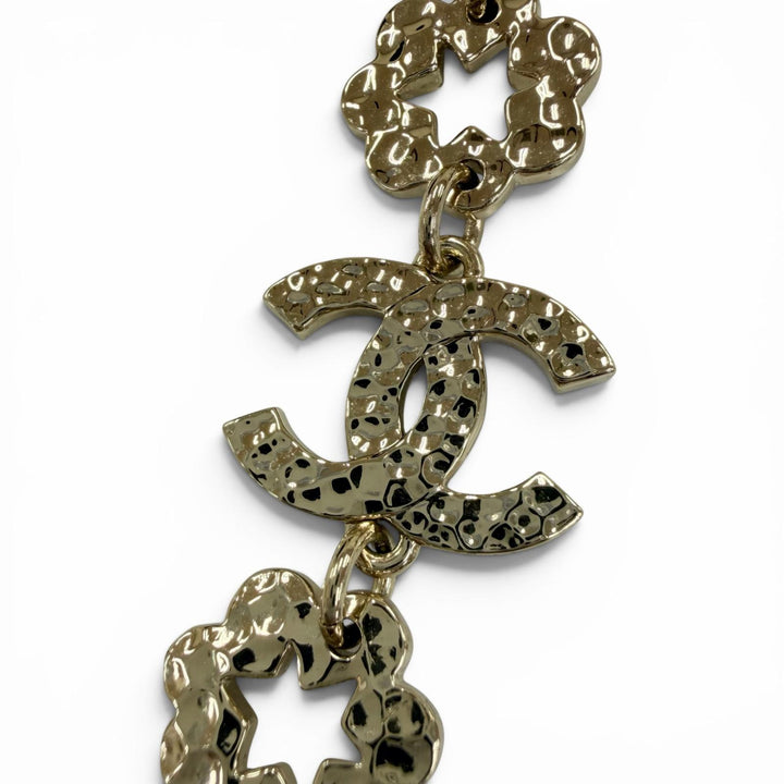 極美品☆CHANEL シャネル I25C ココマーク フラワー ラインストーン ネックレス チョーカー アクセサリー ゴールド 伊製 レディース