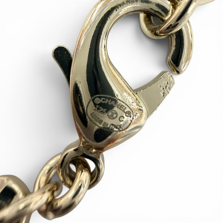 極美品☆CHANEL シャネル I25C ココマーク フラワー ラインストーン ネックレス チョーカー アクセサリー ゴールド 伊製 レディース