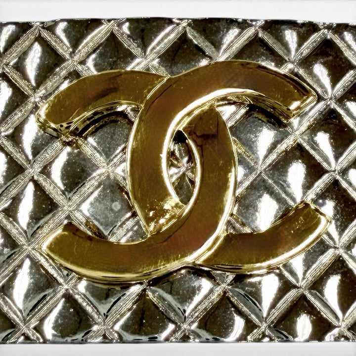 極美品◇CHANEL シャネル ヴィンテージ 98P ココマーク マトラッセ ヘアアクセサリー バレッタ シルバー ゴールド フランス製 レディース