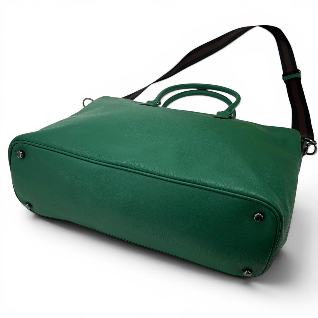 極美品▲COACH コーチ C2841 ベケット ビジネス トート スムースカーフスキン 2WAY トートバッグ 斜め掛け 手さげ グリーン メンズ