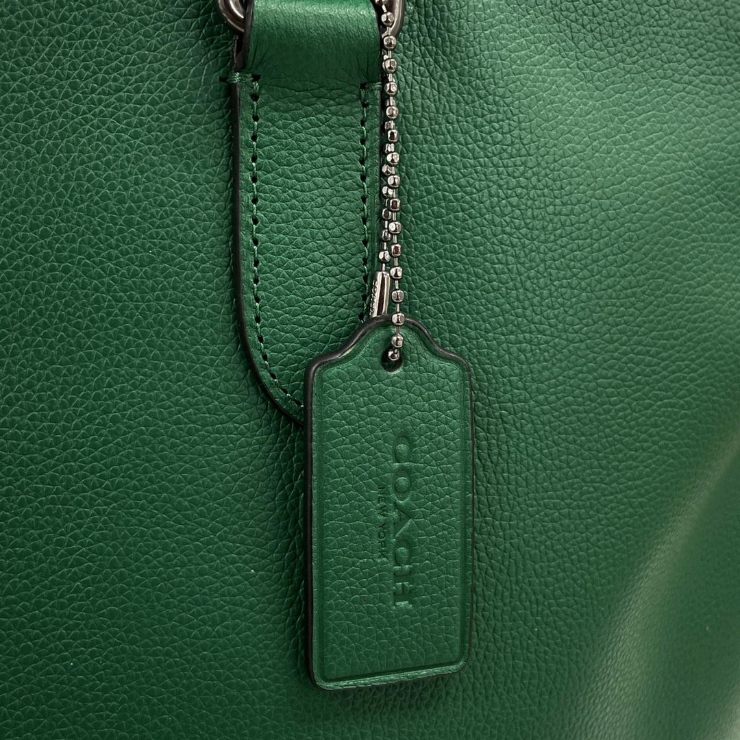 極美品▲COACH コーチ C2841 ベケット ビジネス トート スムースカーフスキン 2WAY トートバッグ 斜め掛け 手さげ グリーン メンズ