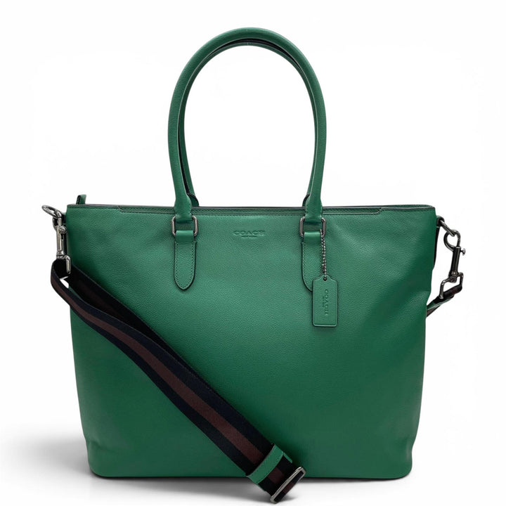 極美品▲COACH コーチ C2841 ベケット ビジネス トート スムースカーフスキン 2WAY トートバッグ 斜め掛け 手さげ グリーン メンズ