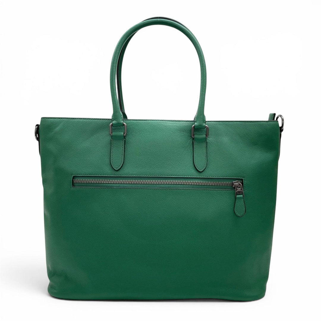 極美品▲COACH コーチ C2841 ベケット ビジネス トート スムースカーフスキン 2WAY トートバッグ 斜め掛け 手さげ グリーン メンズ