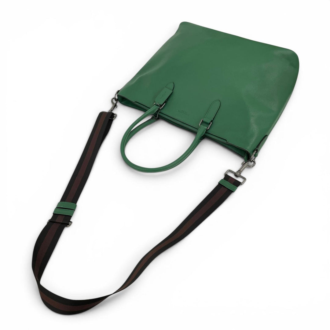 極美品▲COACH コーチ C2841 ベケット ビジネス トート スムースカーフスキン 2WAY トートバッグ 斜め掛け 手さげ グリーン メンズ