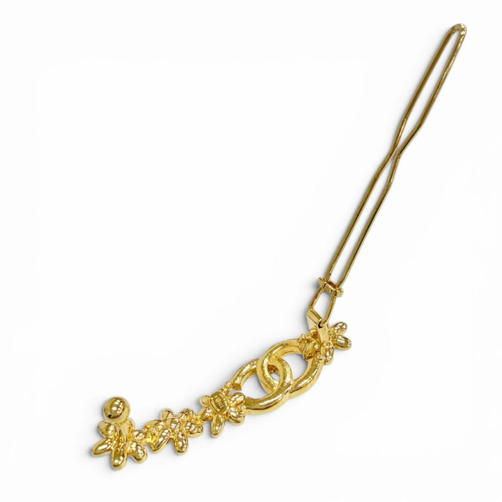 極美品△CHANEL シャネル I23A ココマーク フラワー ラインストーン バレッタ ヘアクリップ ヘアピン ヘアアクセサリー ゴールド 箱付き
