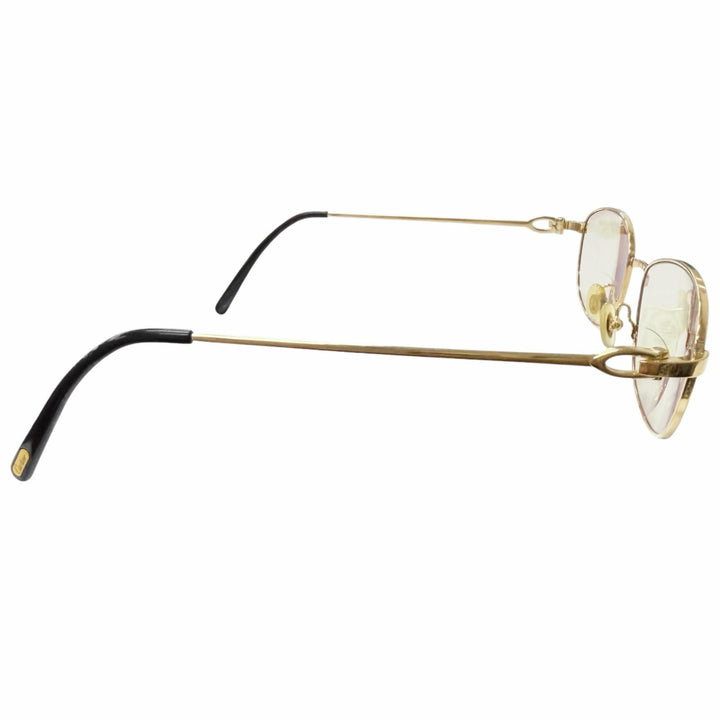 良品□Cartier カルティエ 2Cデコール スクエアフレーム メガネ 眼鏡 アイウェア ゴールド ブラック 54□18 度入り フランス製 メンズ