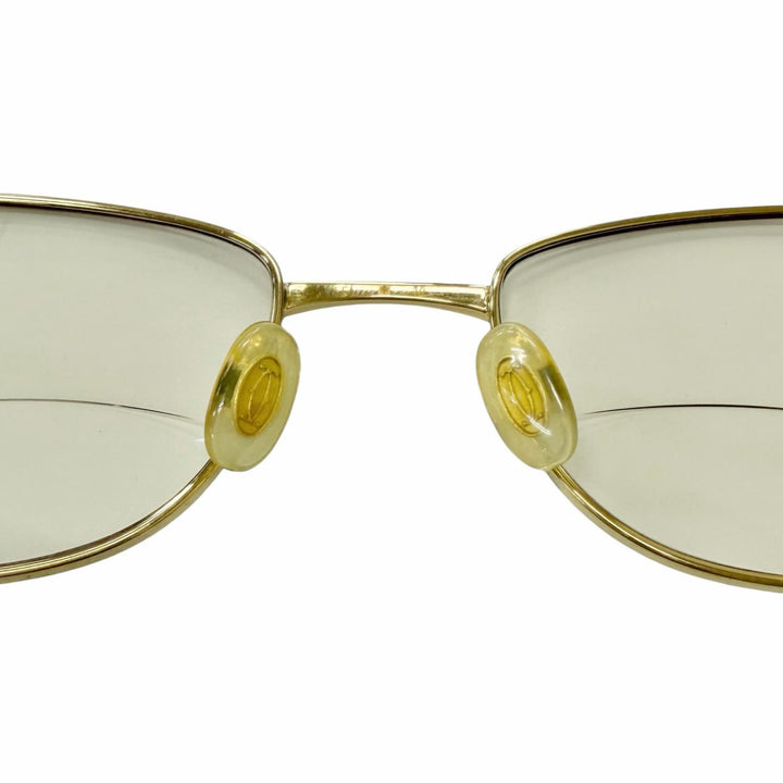 良品□Cartier カルティエ 2Cデコール スクエアフレーム メガネ 眼鏡 アイウェア ゴールド ブラック 54□18 度入り フランス製 メンズ