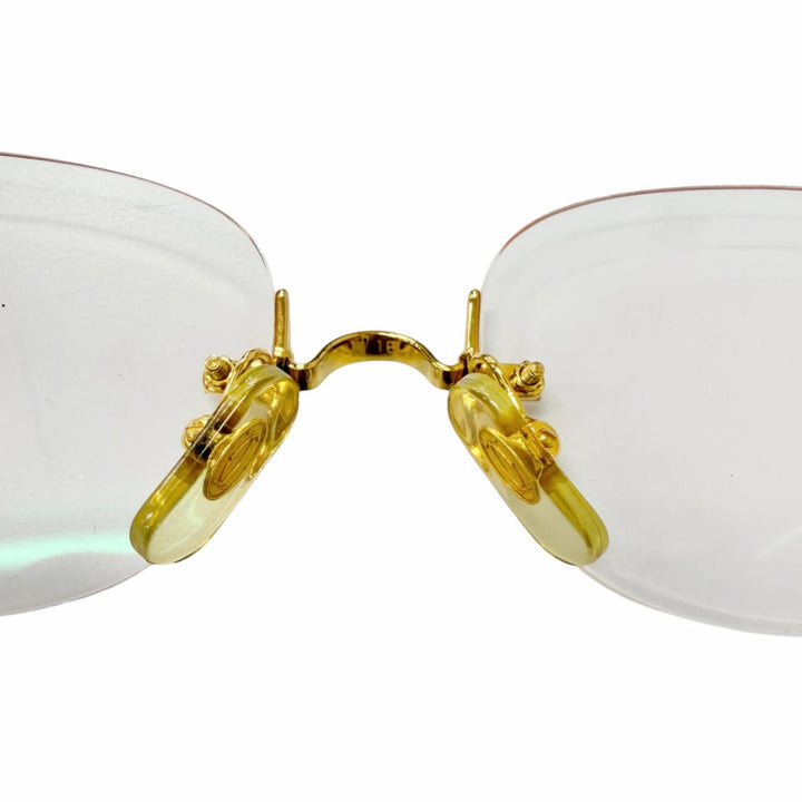 美品□Cartier カルティエ ヴィンテージ 2Cデコール トリニティ ツーポイント メガネ 眼鏡 アイウェア ゴールド ボルドー □16 仏製