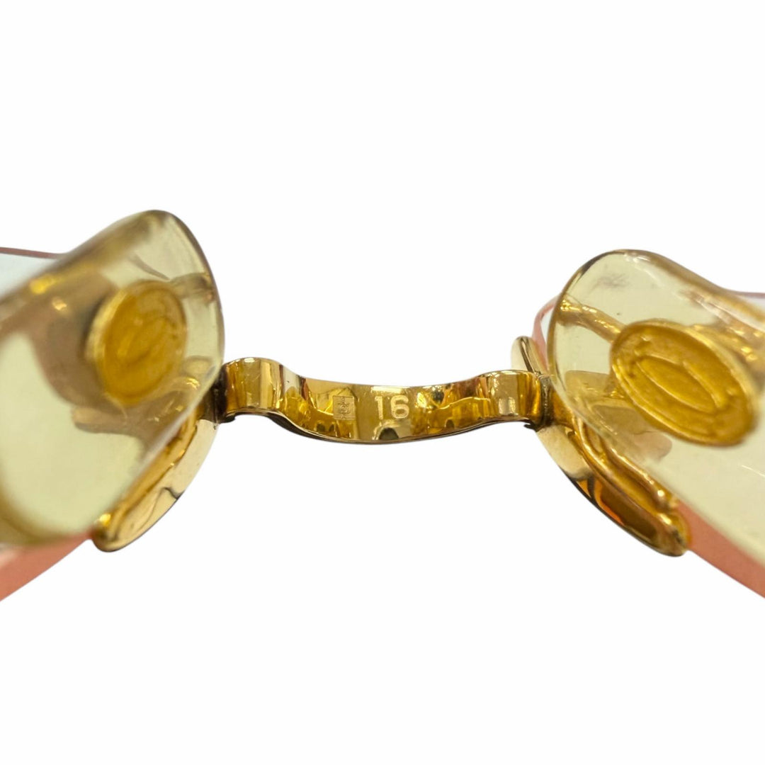 美品□Cartier カルティエ ヴィンテージ 2Cデコール トリニティ ツーポイント メガネ 眼鏡 アイウェア ゴールド ボルドー □16 仏製