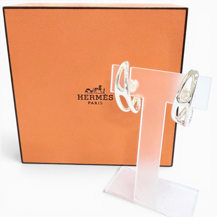 極美品△HERMES エルメス シェーヌダンクル パンク ピアス アクセサリー 両耳用 925 シルバー フランス製 重量10.27g レディース 箱付き