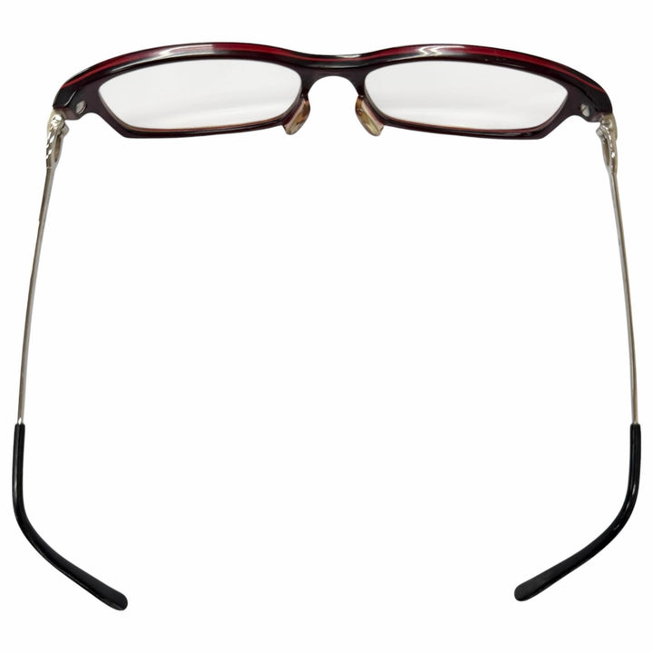 良品□Cartier カルティエ C ドゥ カルティエ スクエアフレーム メガネ 眼鏡 アイウェア ボルドー シルバー フランス製 メンズ 箱付き