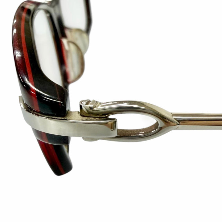 良品□Cartier カルティエ C ドゥ カルティエ スクエアフレーム メガネ 眼鏡 アイウェア ボルドー シルバー フランス製 メンズ 箱付き