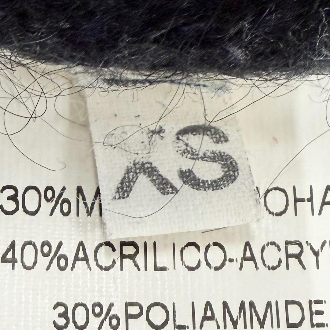 美品◇RAF SIMONS ラフシモンズ 14AW レオパード柄 モヘア ロングスリーブ 長袖ニット セーター ネイビー グリーン XS イタリア製 メンズ
