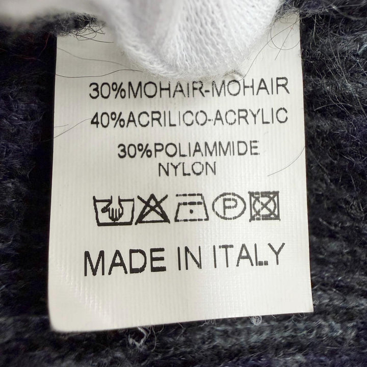 美品◇RAF SIMONS ラフシモンズ 14AW レオパード柄 モヘア ロングスリーブ 長袖ニット セーター ネイビー グリーン XS イタリア製 メンズ