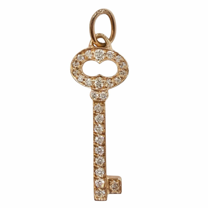 極美品◇TIFFANY&amp;Co. ティファニー ヴィンテージ オーバルキー ミニ ダイヤモンド26P 750(PG) ペンダントトップ ピンクゴールド 重量1.2g