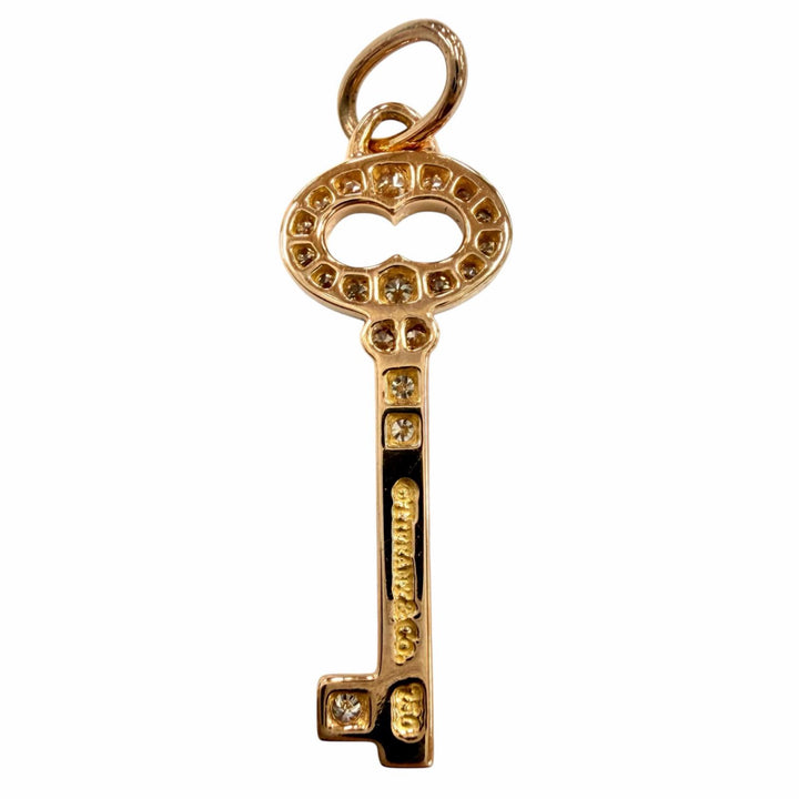 極美品◇TIFFANY&amp;Co. ティファニー ヴィンテージ オーバルキー ミニ ダイヤモンド26P 750(PG) ペンダントトップ ピンクゴールド 重量1.2g