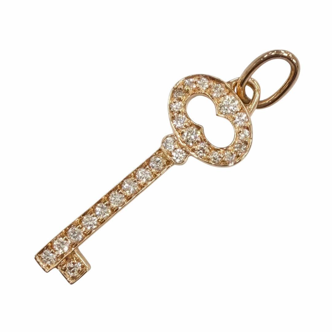 極美品◇TIFFANY&amp;Co. ティファニー ヴィンテージ オーバルキー ミニ ダイヤモンド26P 750(PG) ペンダントトップ ピンクゴールド 重量1.2g