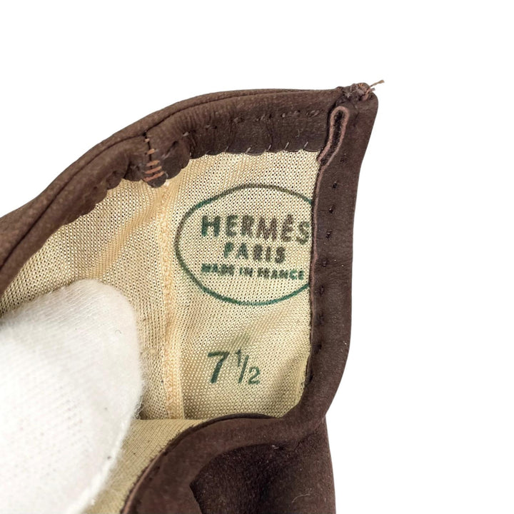 美品▲HERMES エルメス ボリード・ジジェチャーム付き ヌバックレザー グローブ 手袋 ブラウン ゴールド金具 7.5 仏製 レディース