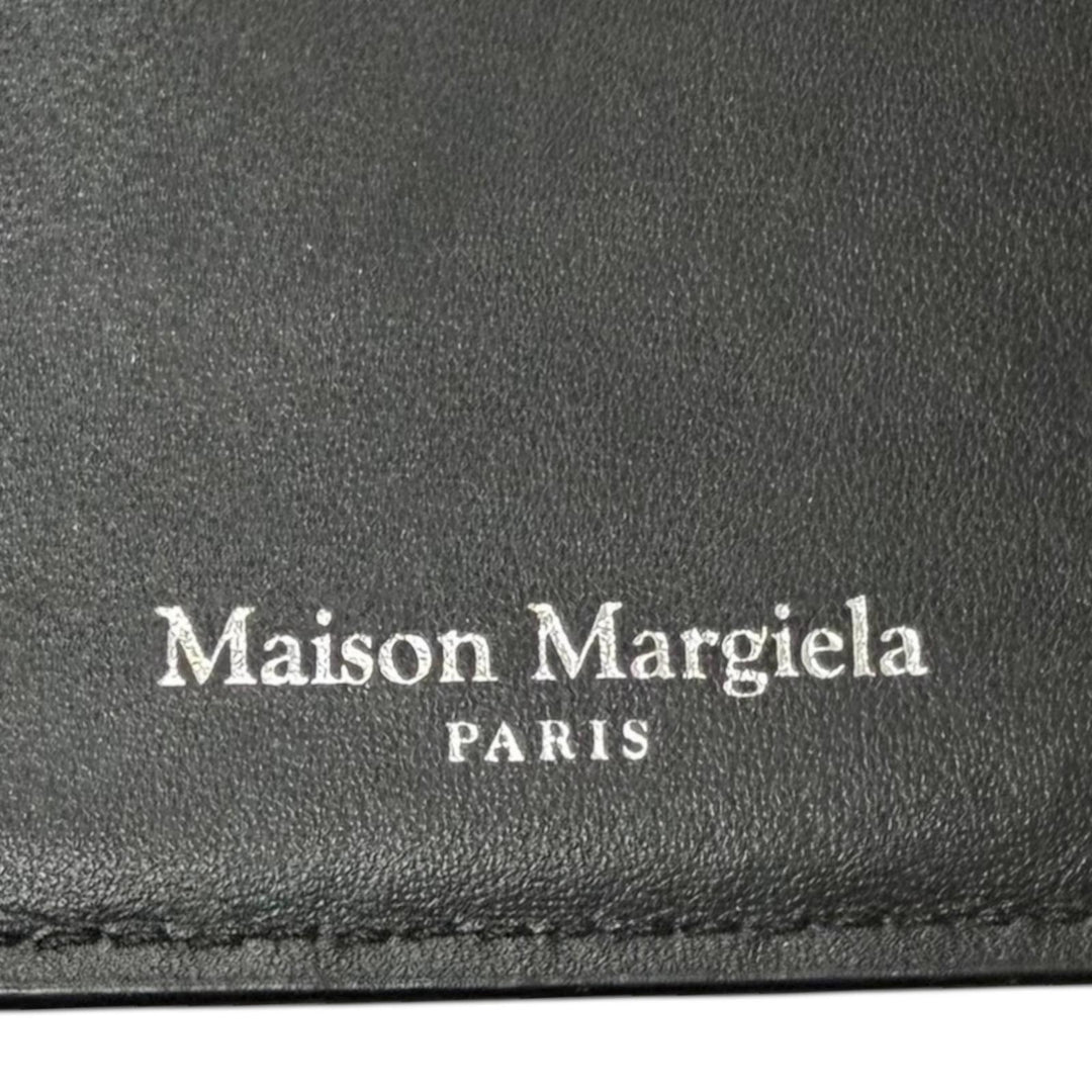 良品□Maison Margiela メゾンマルジェラ 4ステッチ 二つ折り 長財布 レザーロングウォレット ブラック イタリア製 メンズオススメ