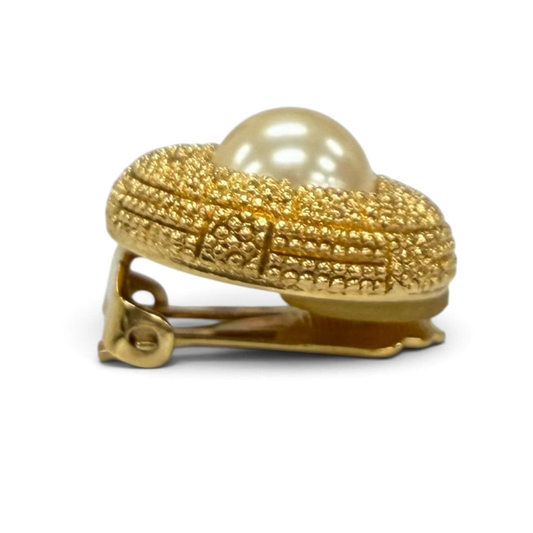 美品★Christian Dior クリスチャンディオール ヴィンテージ パール イヤリング アクセサリー ホワイト ゴールド ドイツ製 箱付き