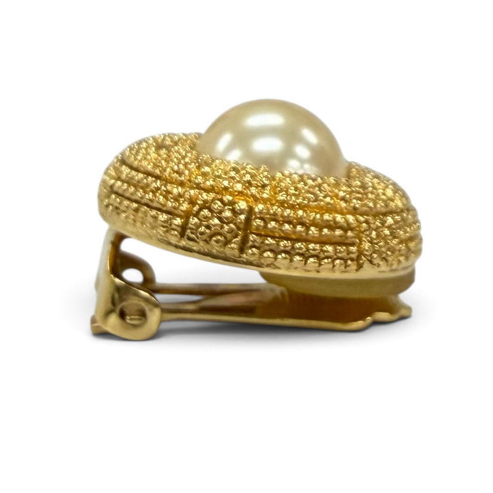 美品★Christian Dior クリスチャンディオール ヴィンテージ パール イヤリング アクセサリー ホワイト ゴールド ドイツ製 箱付き