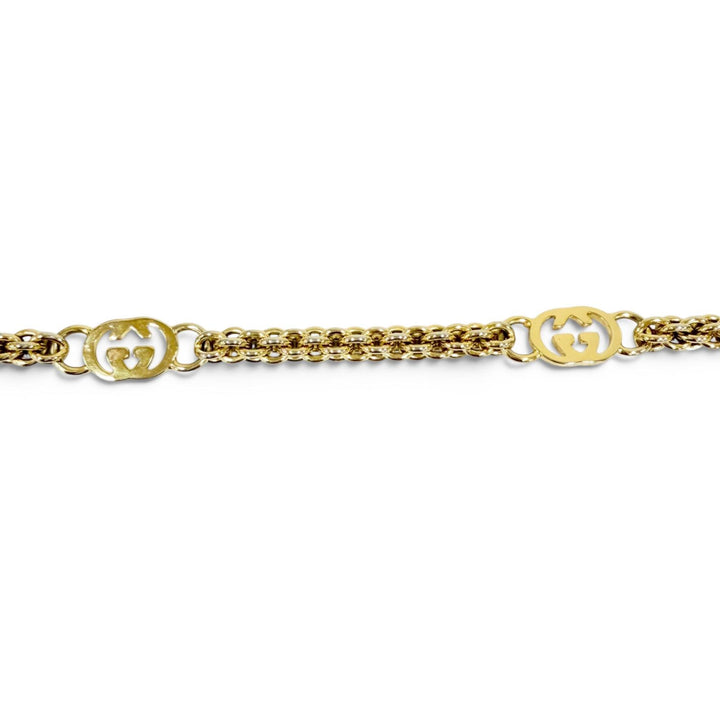 美品△GUCCI グッチ ヴィンテージ インターロッキングG チェーンベルト ゴールド 70 イタリア製 レディース オススメ◎