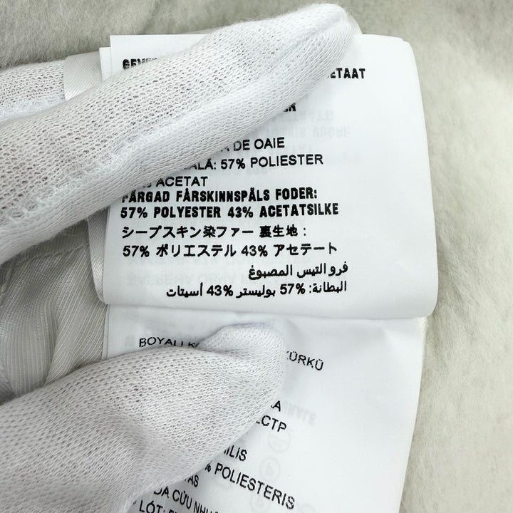 極美品☆MIUMIU ミュウミュウ 5HC196 シープスキン染ファー ロゴ金具 バケットハット ホワイト ゴールド金具 S イタリア製 正規品 保袋付