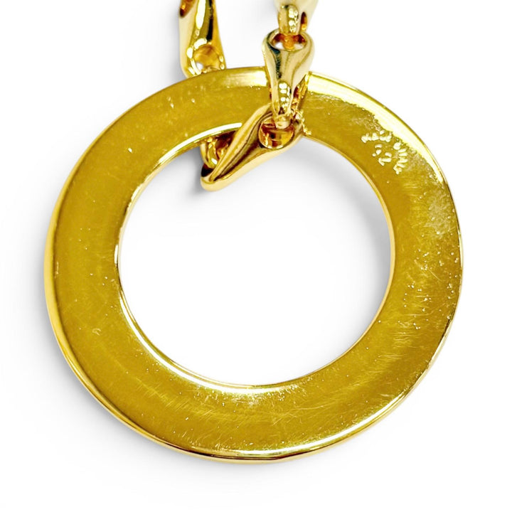 極美品△CELINE セリーヌ ヴィンテージ サークルロゴ デザインチェーン ネックレス ペンダント アクセサリー ゴールド 伊製 レディース